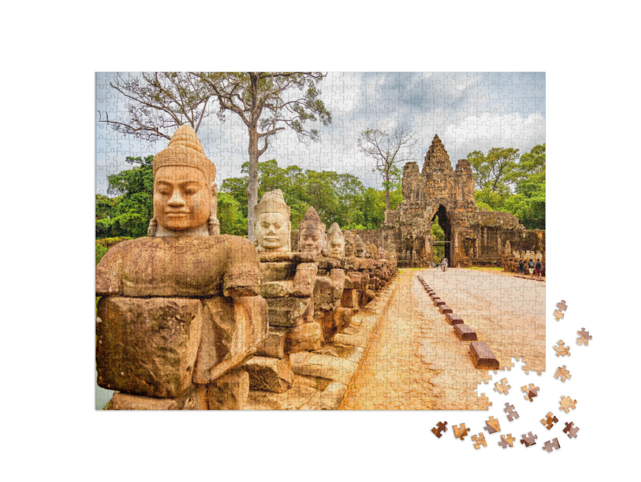 puzzle 1000 dílků „Sochy u jižní brány Angkor Thom, Siem Reap, Kambodža“