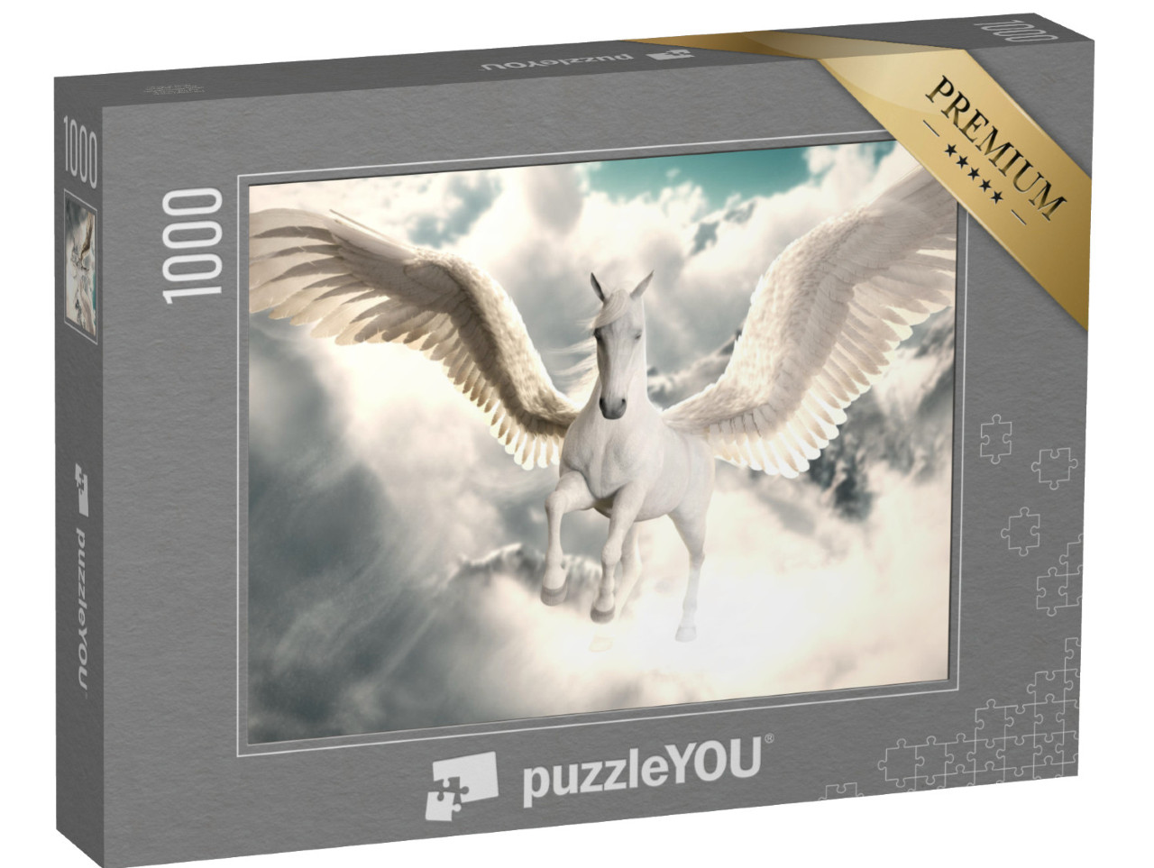 puzzle 1000 dílků „Majestátní let Pegase nad mraky“