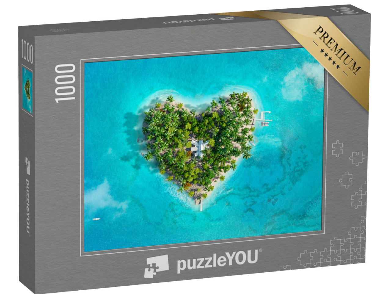 puzzle 1000 dílků „Tropický ostrovní ráj ve tvaru srdce“