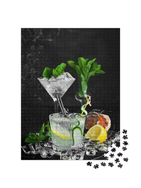 puzzle 1000 dílků „Gin a tonik s okurkou a citronem“