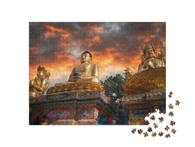 puzzle 1000 dílků „Swayambhunath: zlatá socha Buddhy v Káthmándú, Nepál“