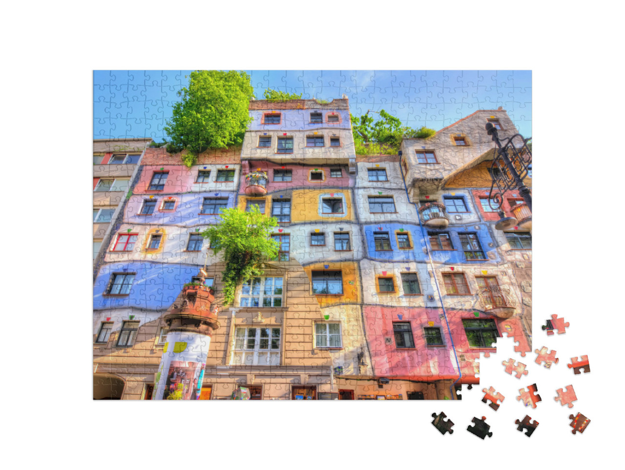 puzzle 500 dílků „Hundertwasserův dům, Vídeň, Rakousko“