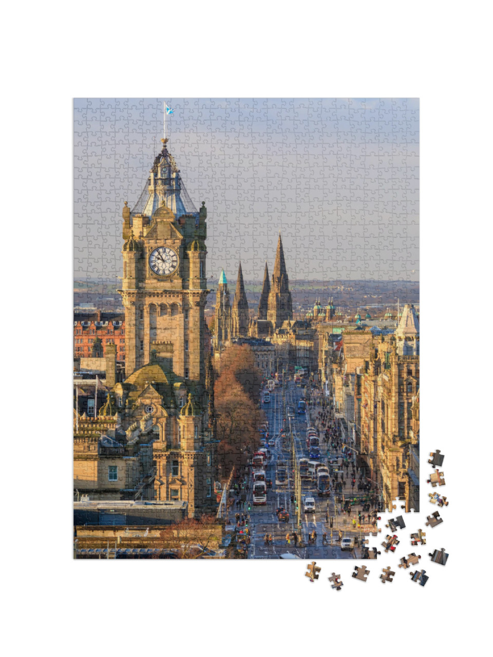 puzzle 1000 dílků „Edinburgh Old Town a Edinburgh Castle ve Skotsku“