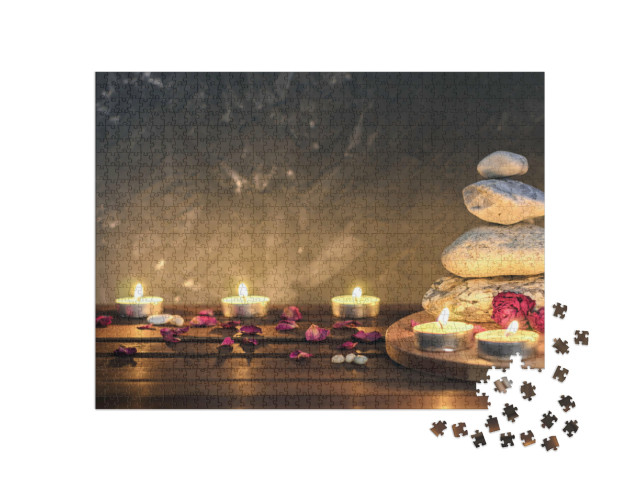 puzzle 1000 dílků „Kameny, svíčky, aromaterapie, sušené květiny“