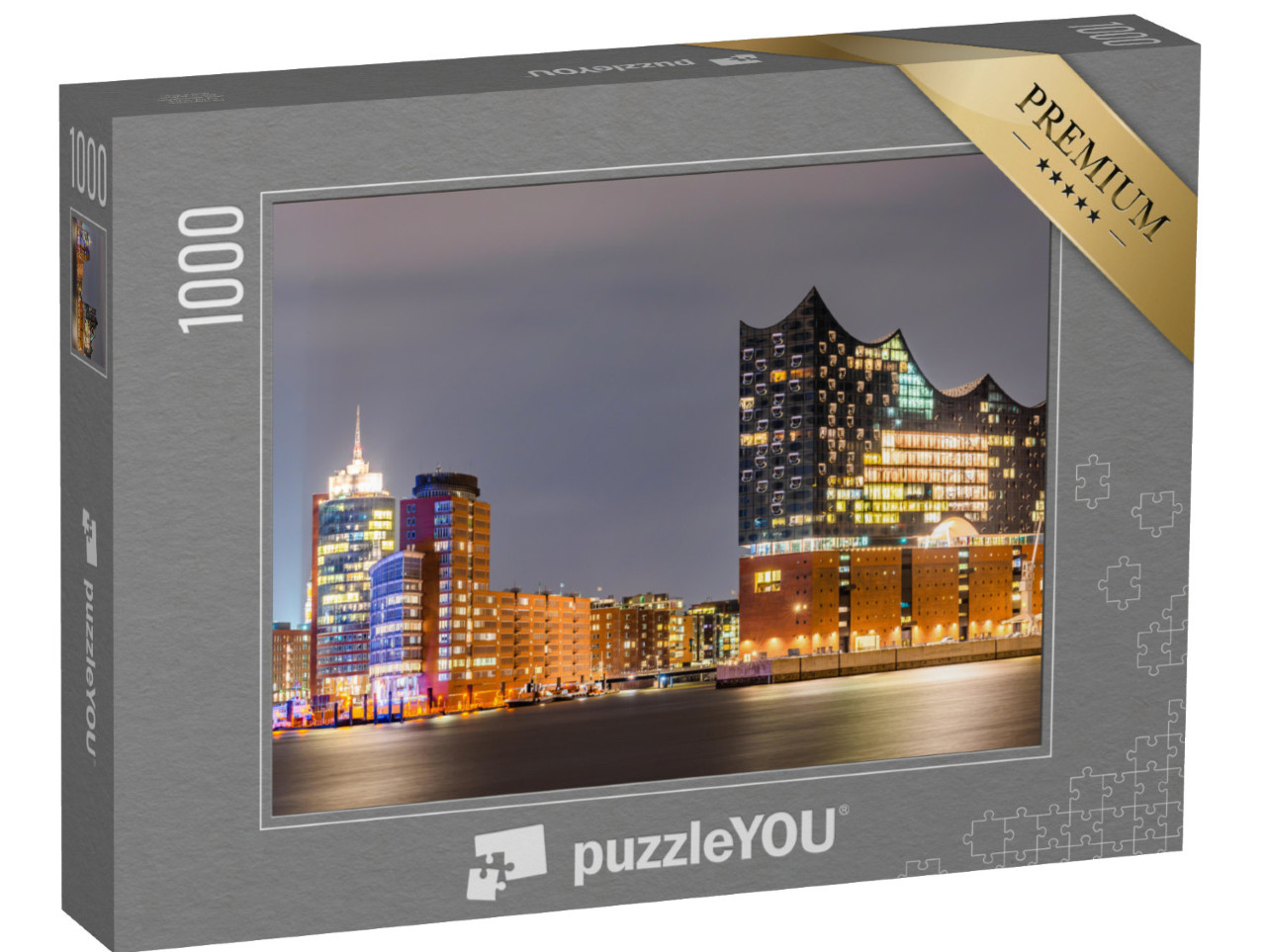 puzzle 1000 dílků „Elbphilharmonie a hamburský přístav v noci“