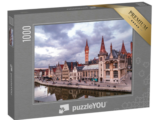 puzzle 1000 dílků „Pohled na řeku Gent ve večerních hodinách, Belgie“
