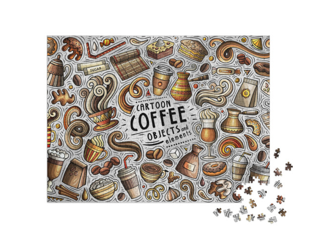 puzzle 1000 dílků „Kresba karikatury: Čas na kávu!“
