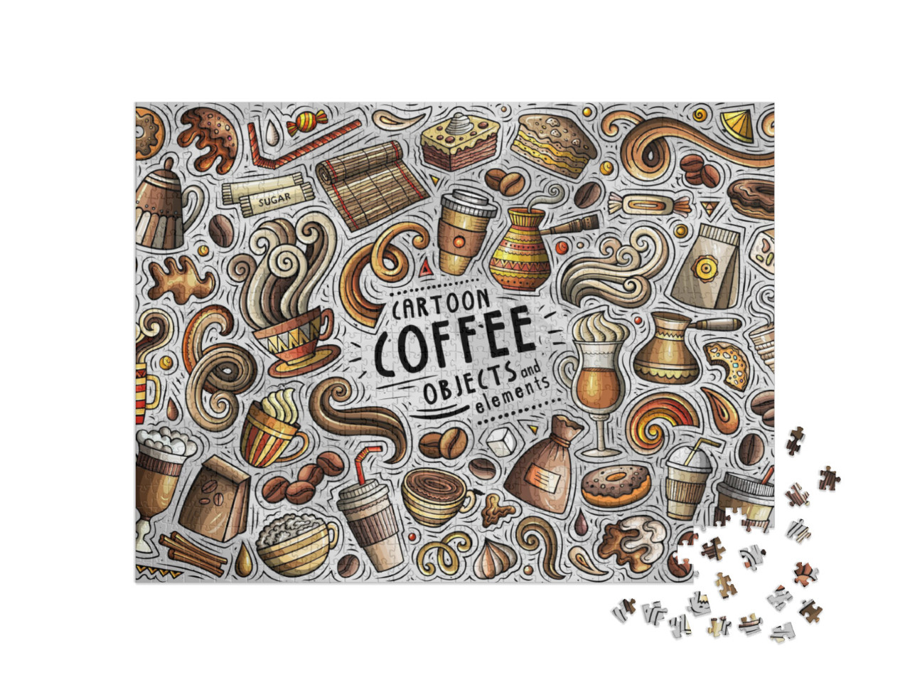 puzzle 1000 dílků „Kresba karikatury: Čas na kávu!“