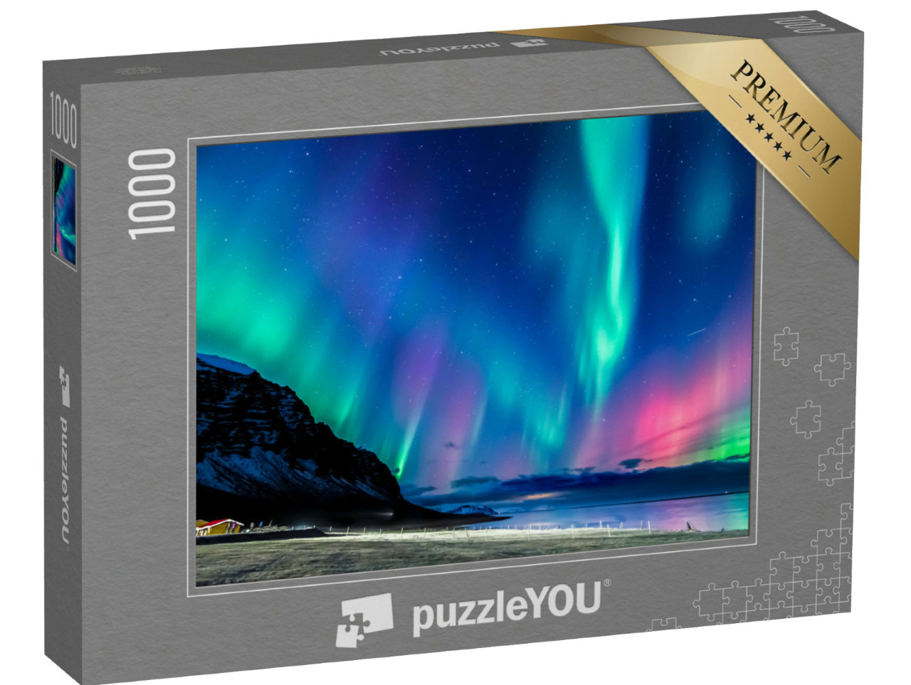 puzzle 1000 dílků „Barevná polární záře na Islandu“