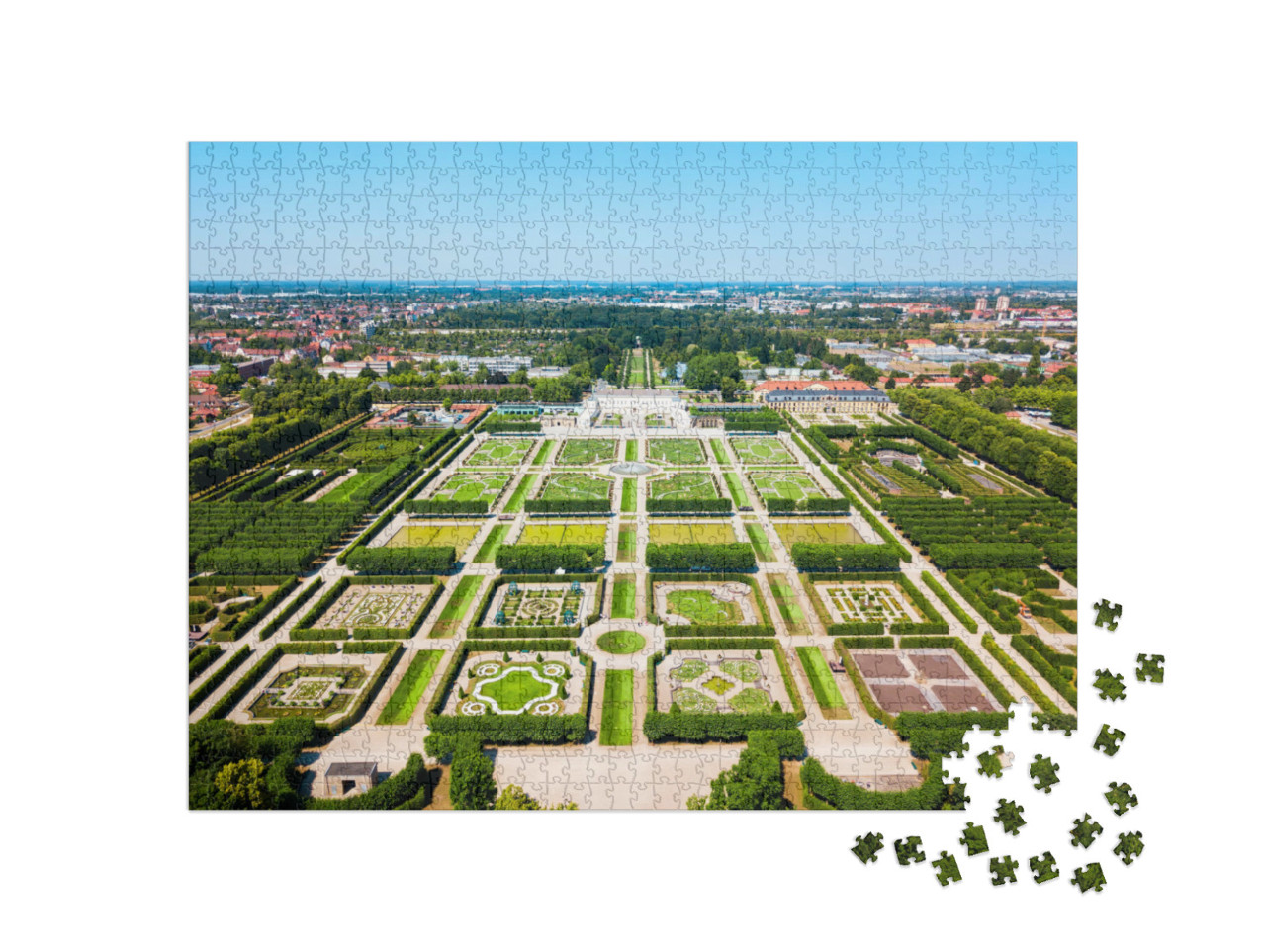 puzzle 1000 dílků „Herrenhausenské zahrady zámku Herrenhausen v Hannoveru, Německo“