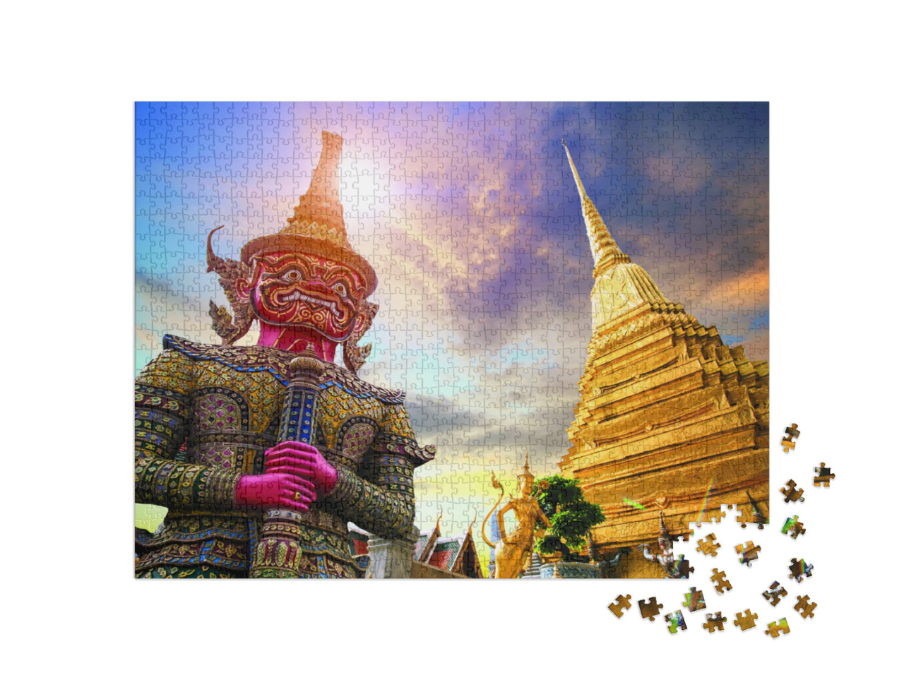 puzzle 1000 dílků „Wat Phra Kaew, Chrám smaragdového Buddhy, Bangkok, Thajsko“