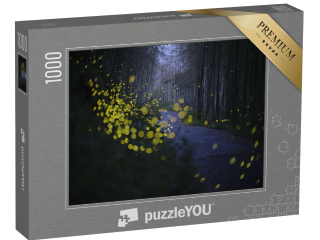 puzzle 1000 dílků „Fotografie světlušek s dlouhou expozicí, které osvětlují krajinu“