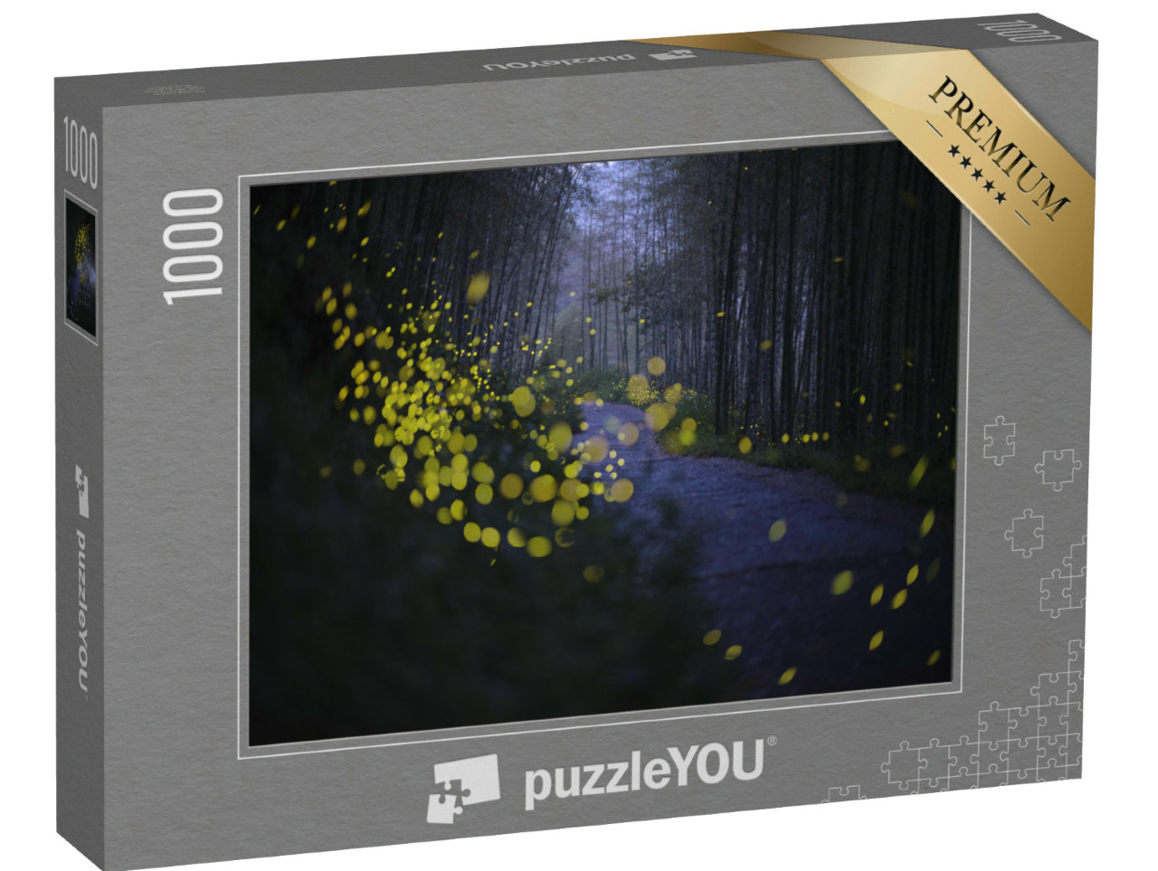 puzzle 1000 dílků „Fotografie světlušek s dlouhou expozicí, které osvětlují krajinu“