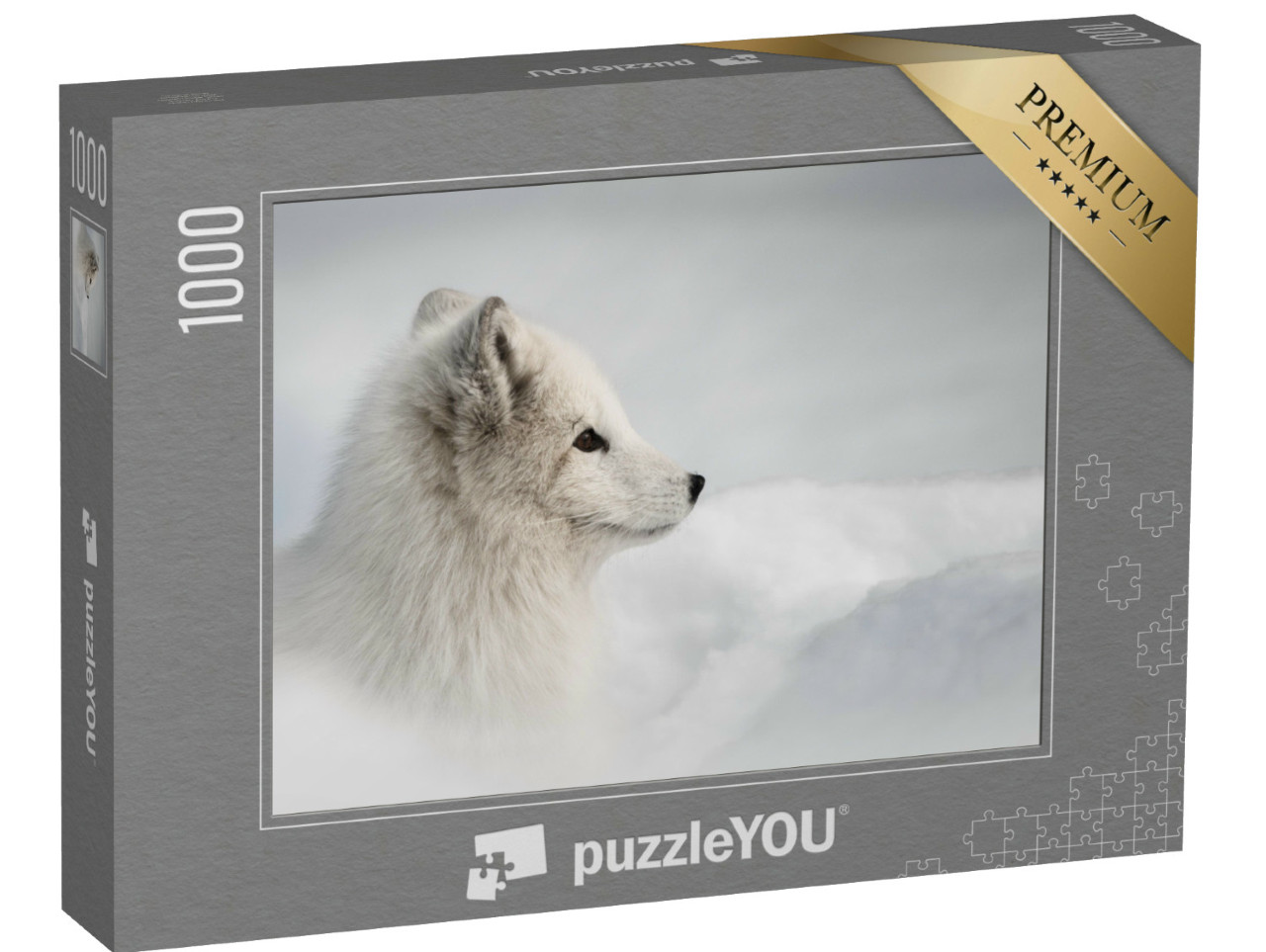 puzzle 1000 dílků „Samice polární lišky se odváží ze své sněhové jeskyně“