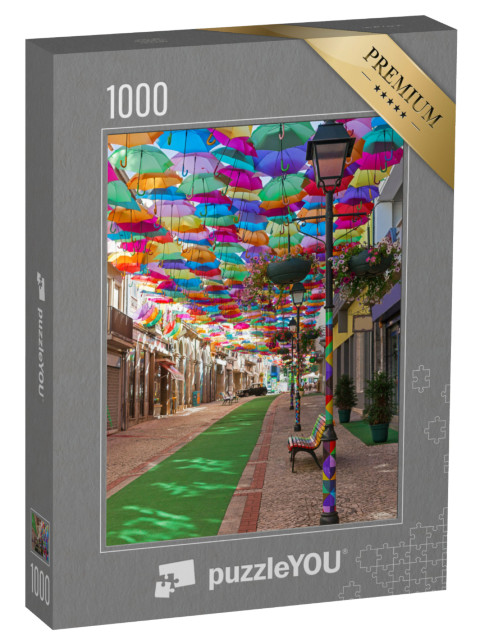 puzzle 1000 dílků „Projekt Umbrella Sky v portugalském městě Agueda“
