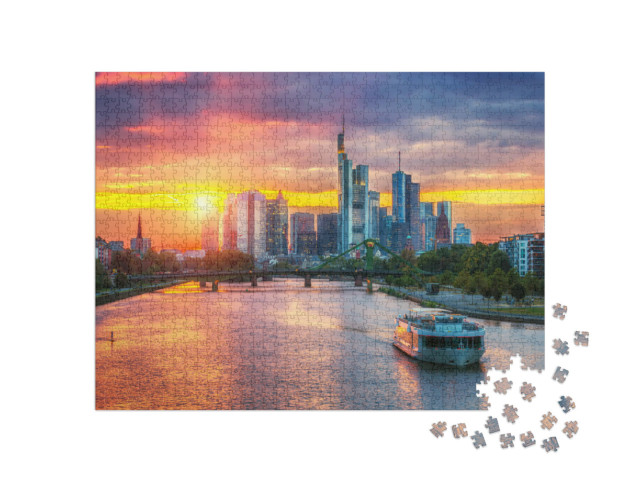 puzzle 1000 dílků „Frankfurt nad Mohanem při západu slunce, Německo“