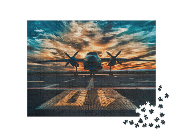 puzzle 1000 dílků „Vrtulová letadla při západu slunce“