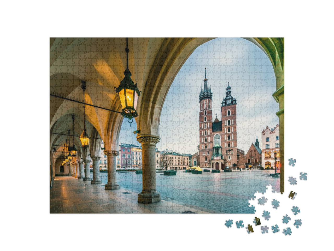 puzzle 1000 dílků „Krásné náměstí v Krakově, Polsko“