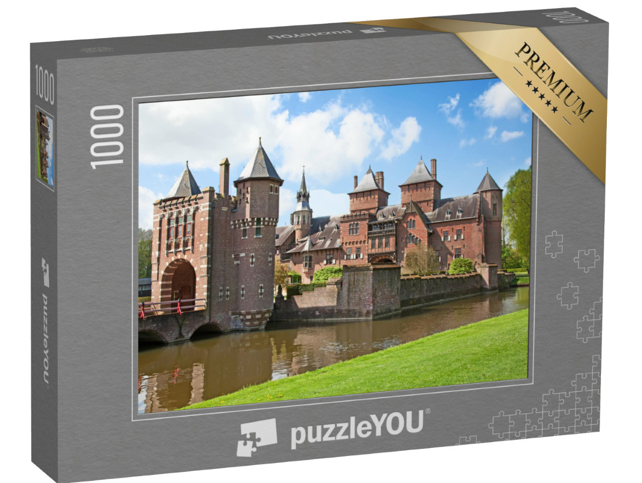 puzzle 1000 dílků „Krásný hrad De Haar u Utrechtu, Nizozemsko“