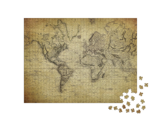 puzzle 1000 dílků „Stará mapa světa z roku 1814“