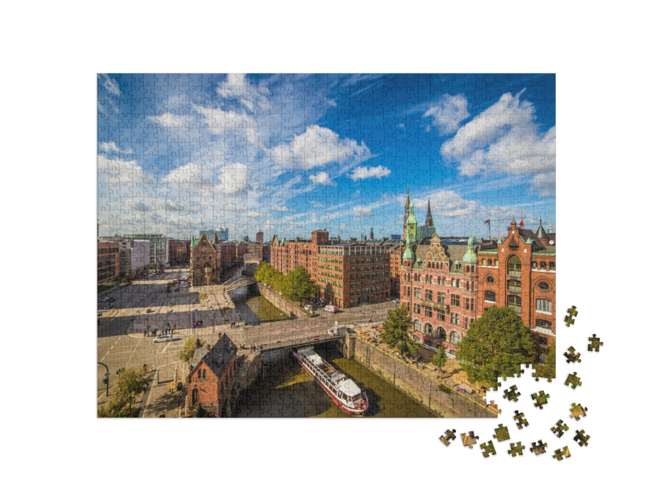 puzzle 1000 dílků „Speicherstadt v Hamburku: památka světového dědictví v Německu“