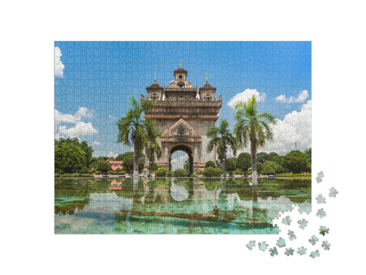 puzzle 1000 dílků „Památník Patuxai ve Vientiane“