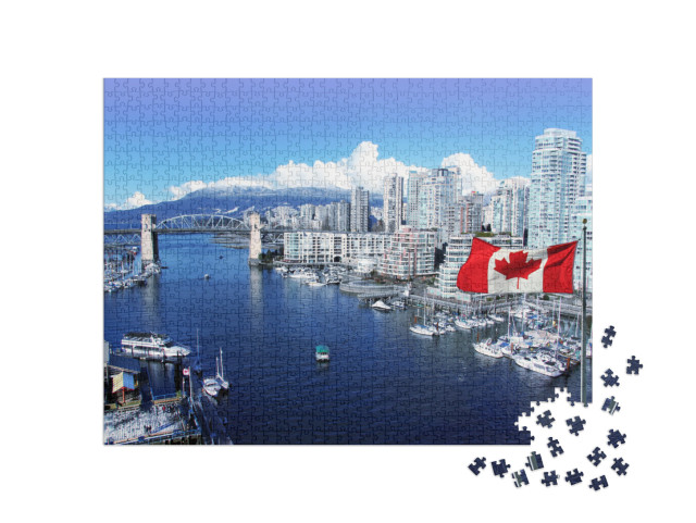 puzzle 1000 dílků „False Creek a most Burrard Street ve Vancouveru“