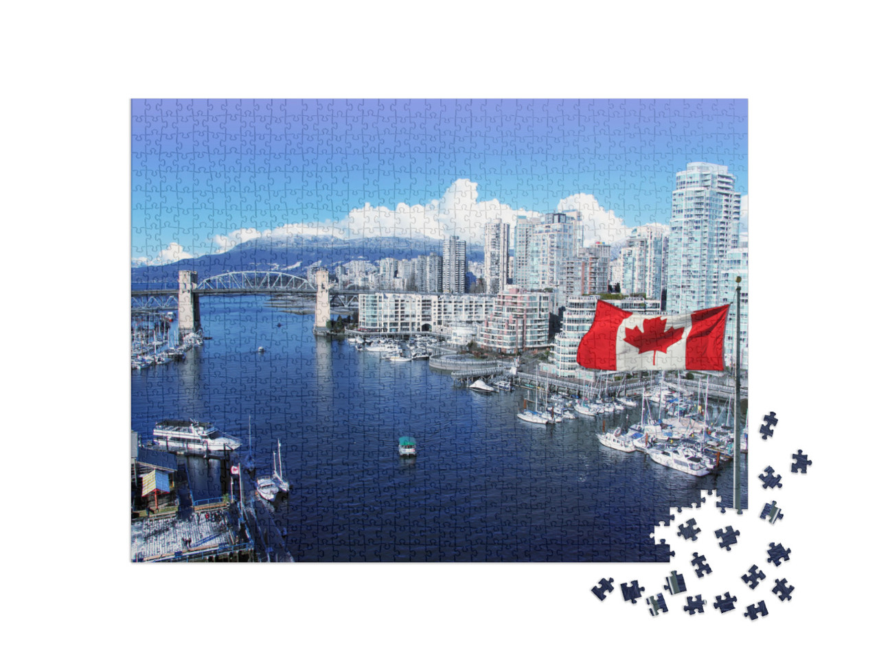 puzzle 1000 dílků „False Creek a most Burrard Street ve Vancouveru“