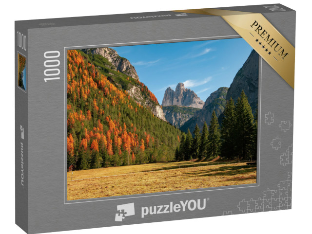 puzzle 1000 dílků „Tři vrcholy na podzim, Dolomity, Itálie“