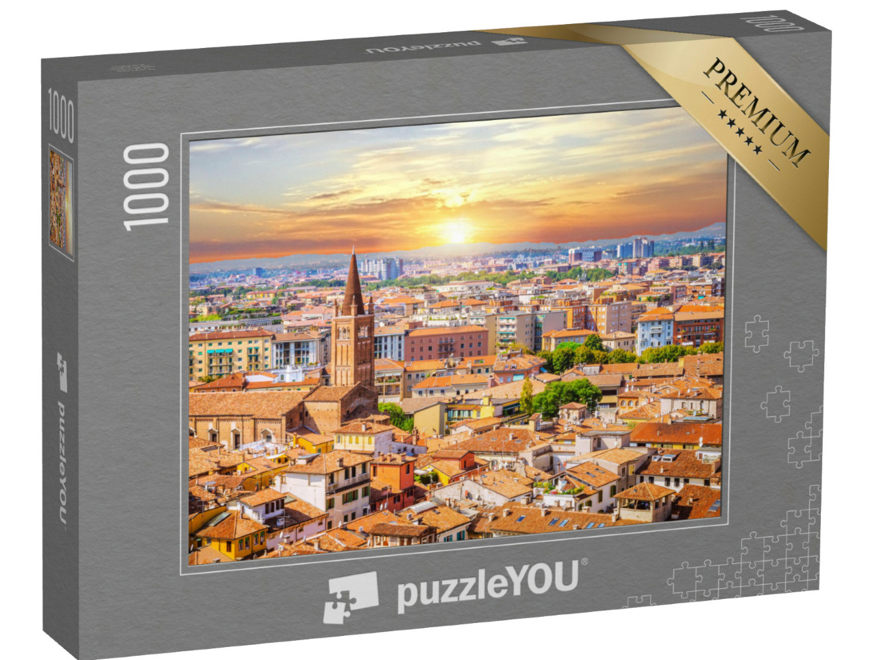 puzzle 1000 dílků „Letecký pohled na Veronu při západu slunce, Benátsko, Itálie“
