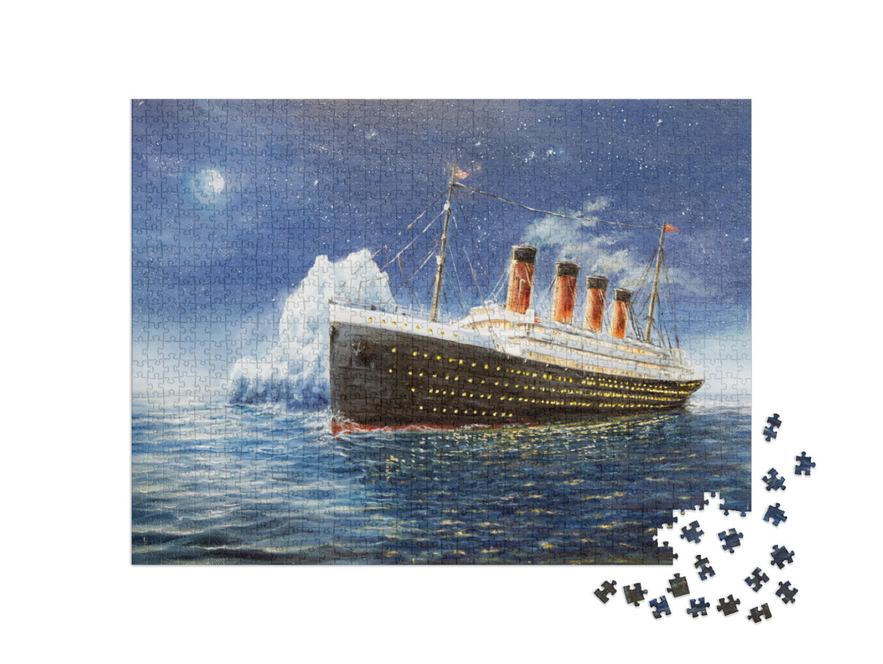 puzzle 1000 dílků „Olejomalba: Titanic narazí do ledovce“