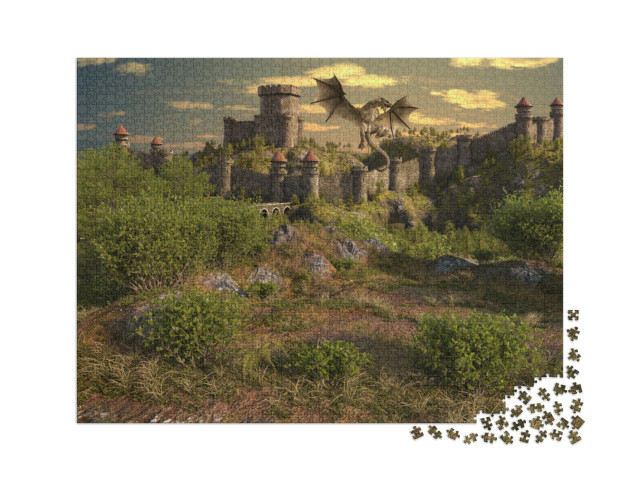 puzzle 2000 dílků „Dračí hrad“