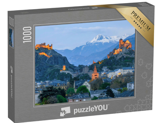 puzzle 1000 dílků „Historické město Sion se dvěma hrady“