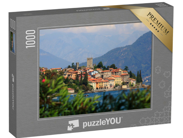 puzzle 1000 dílků „San Siro u jezera Como s hradem a starou pevností Rezzonico“
