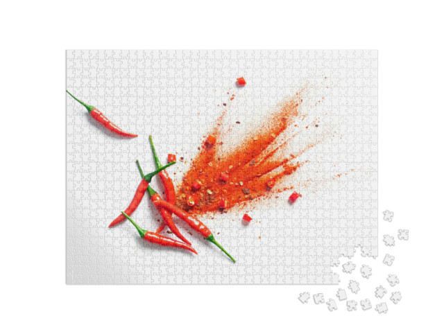 puzzle 1000 dílků „Chilli, červené pepřové vločky a chilli v prášku“