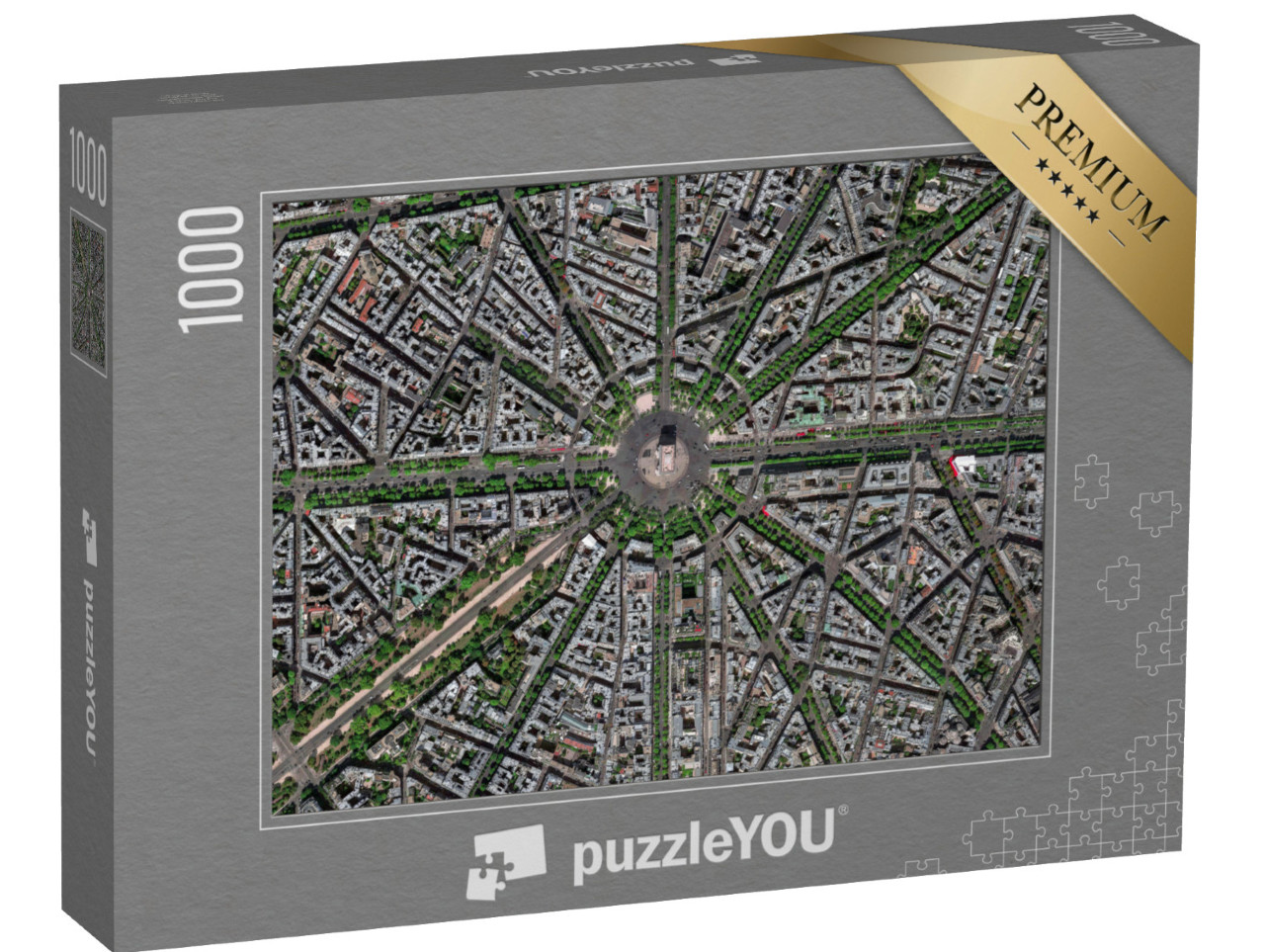 puzzle 1000 dílků „Úchvatný letecký pohled na Paříž s Vítězným obloukem“