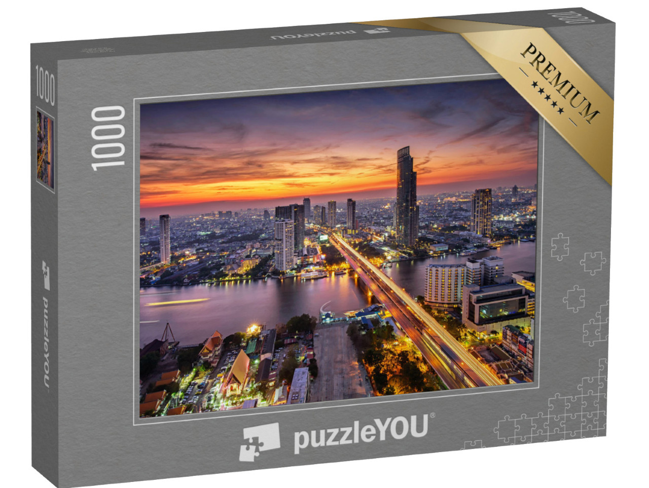 puzzle 1000 dílků „Bangkok při západu slunce na mostě Taksin“