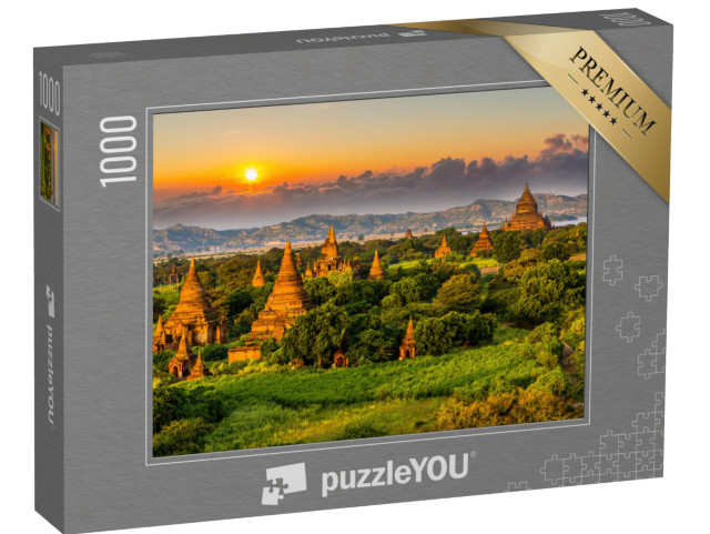 puzzle 1000 dílků „Jasně osvětlené starobylé chrámy , Myanmar“