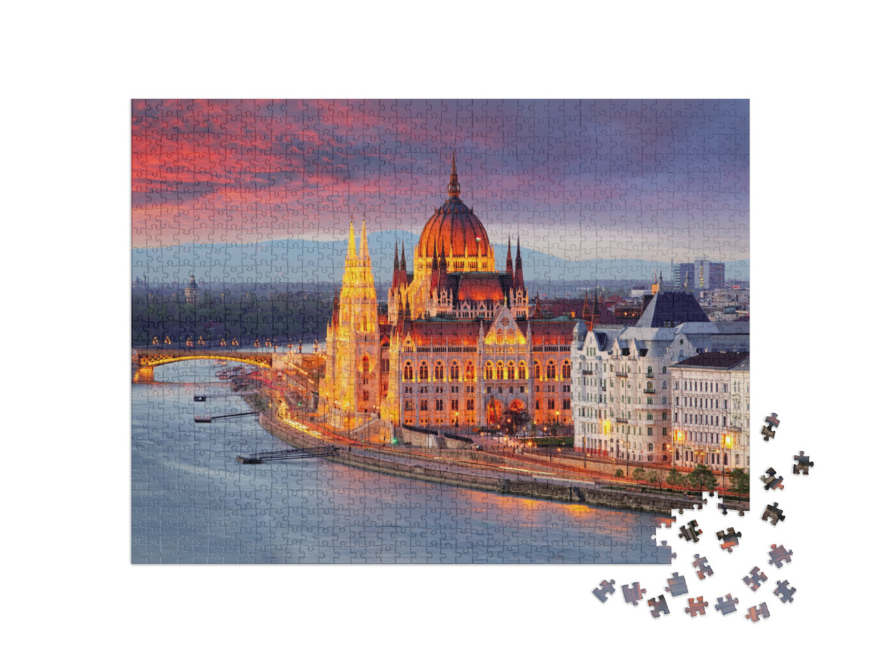 puzzle 1000 dílků „Maďarský parlament, Budapešť při západu slunce“