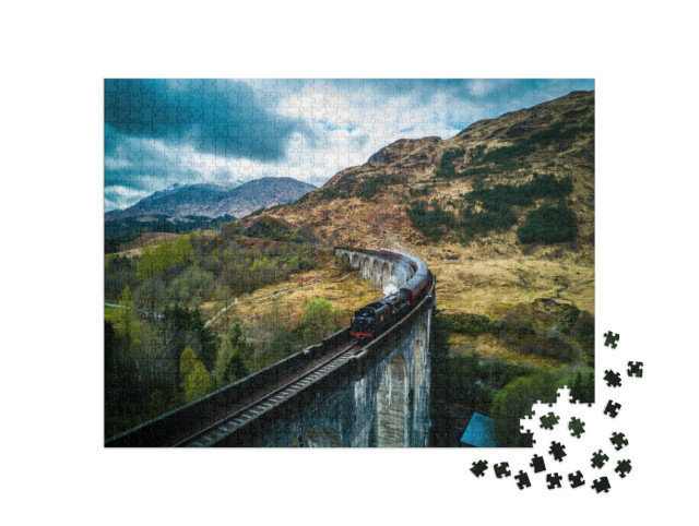 puzzle 1000 dílků „Parní vlak na slavném viaduktu Glenfinnan, Skotsko“
