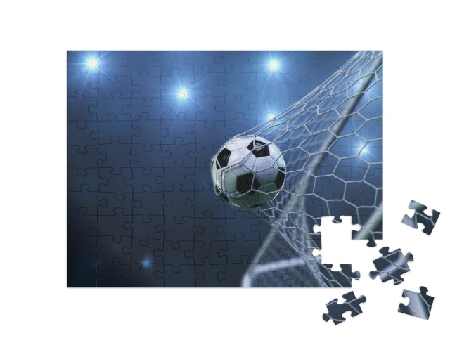 puzzle 100 dílků „Fotbalový míč v brankové síti“