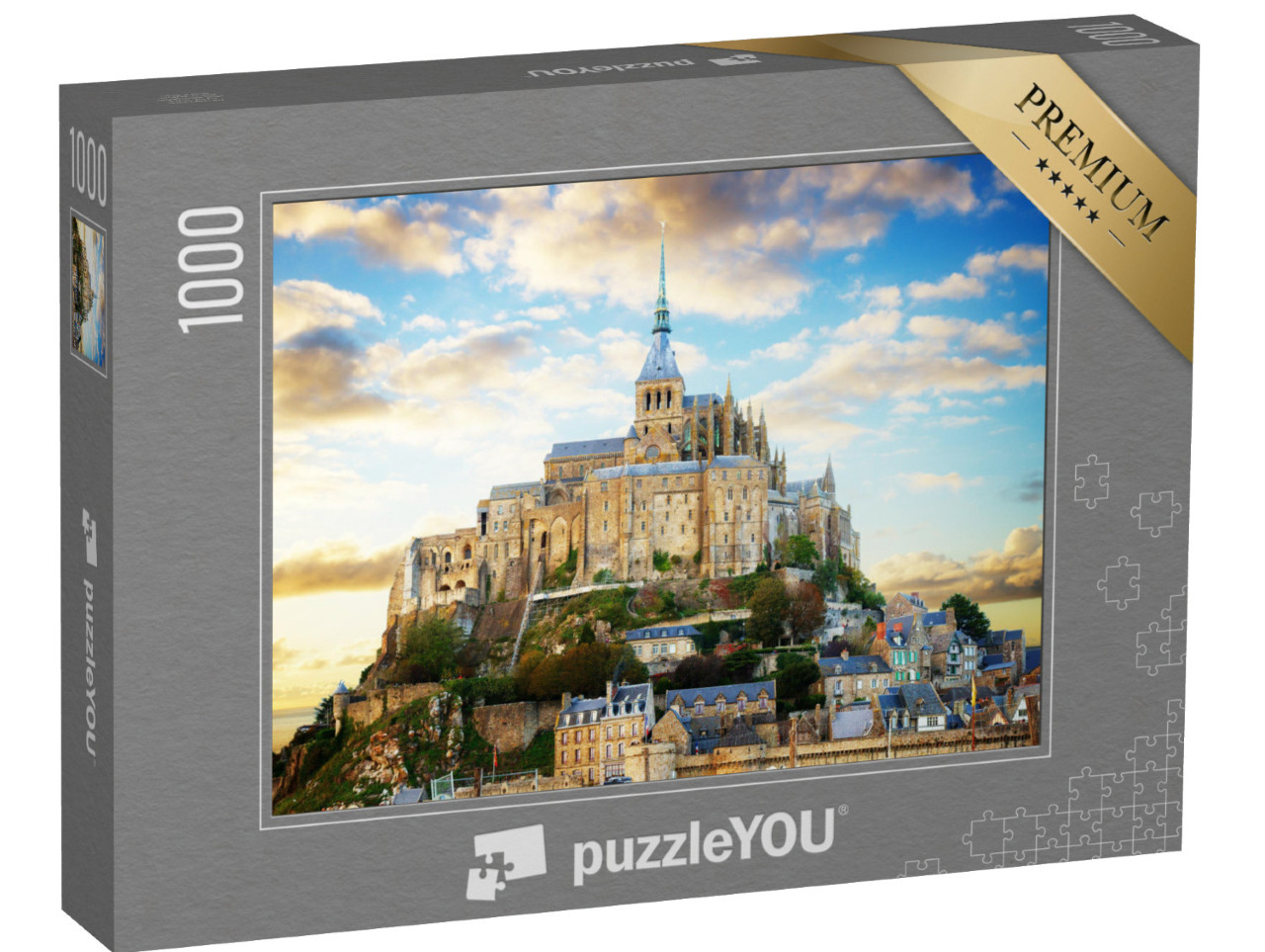 puzzle 1000 dílků „Záběr na Mont Saint Michel při západu slunce, Francie“