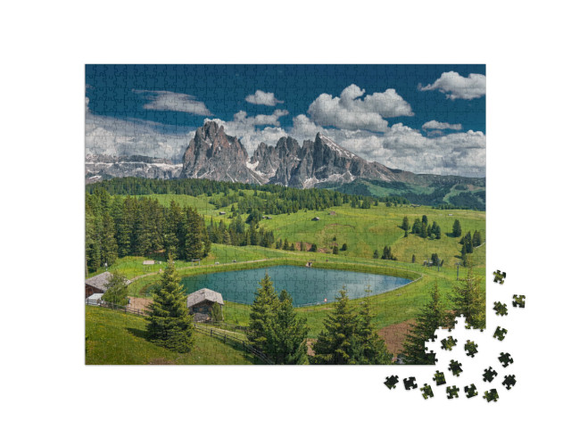 puzzle 1000 dílků „Krajina kolem Seiser Alm, Dolomity, Jižní Tyrolsko“