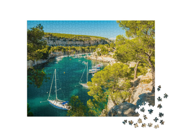 puzzle 1000 dílků „Calanque de Port Miou - fjord u vesnice Cassis v Provence, Francie“