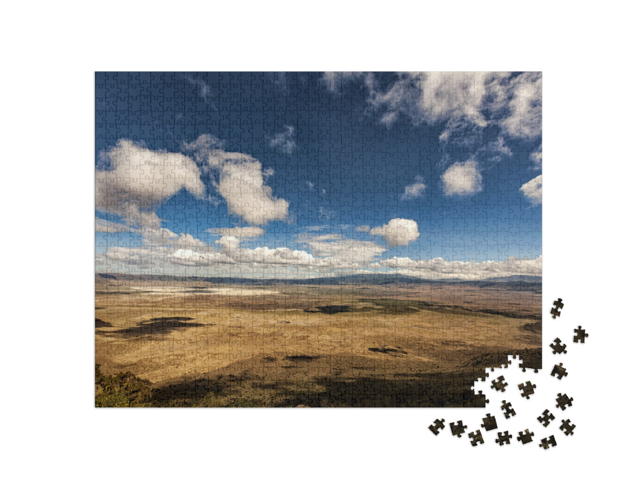 puzzle 1000 dílků „Pohled na kráter Ngorongoro z ptačí perspektivy“