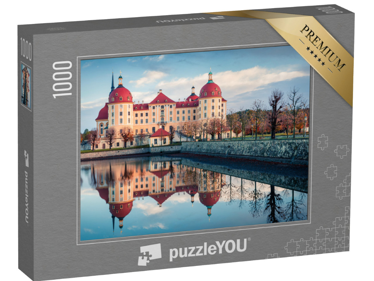 puzzle 1000 dílků „Ranní pohled na barokní zámek Moritzburg“