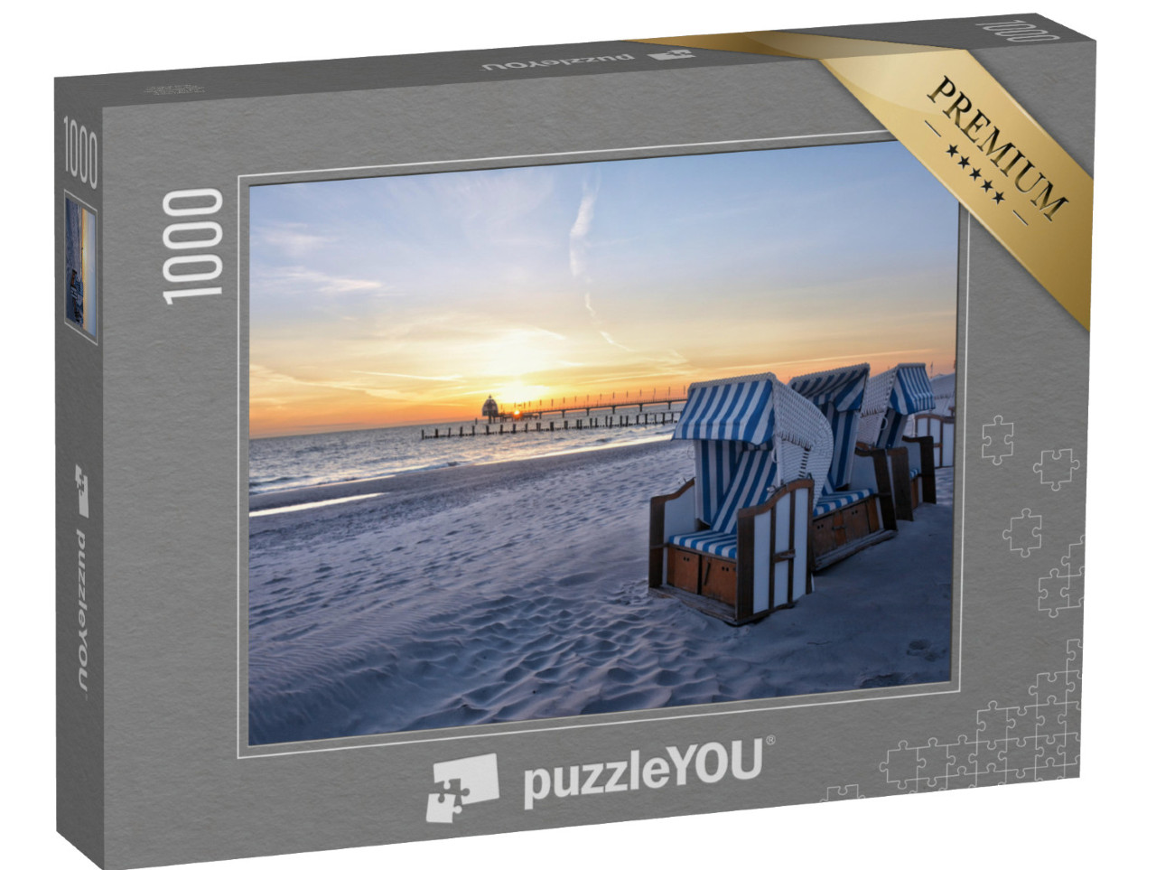 puzzle 1000 dílků „Pláž v přímořském letovisku Zingst u Baltského moře“