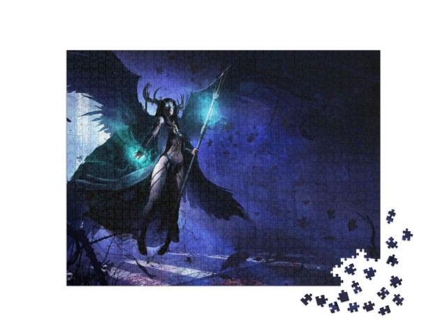 puzzle 1000 dílků „Černý anděl smrti ženského pohlaví“