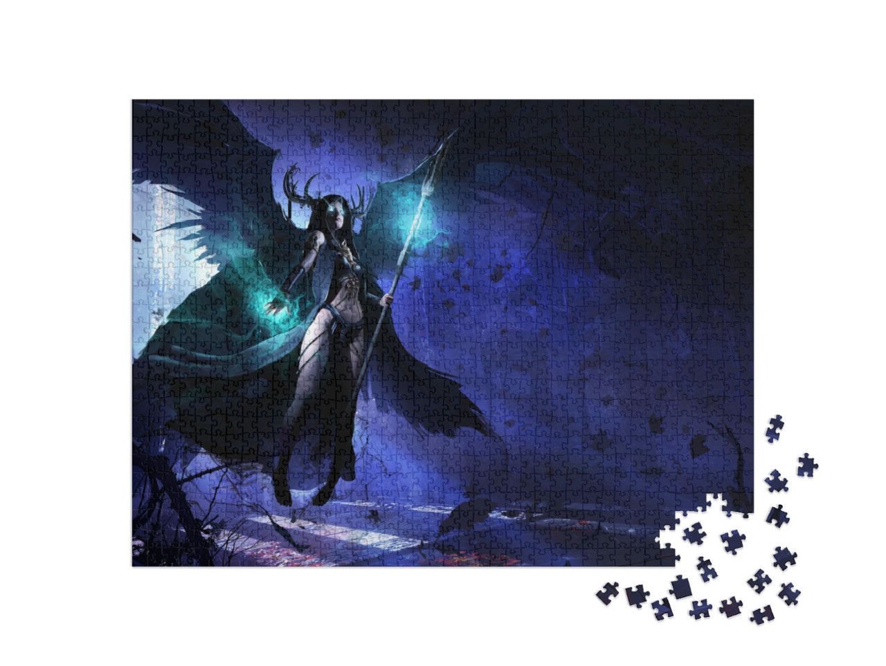 puzzle 1000 dílků „Černý anděl smrti ženského pohlaví“