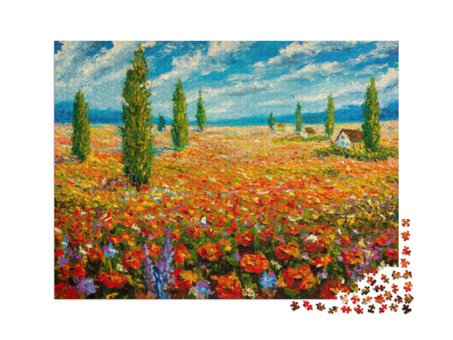 puzzle 2000 dílků „Olejomalba květinové louky, Claude Monet“